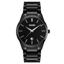 SKMEI 9140 Herren Golduhren Mode Luxus 3Bar Wasserdichte Kalenderuhr Edelstahl Quarz Analoge Armbanduhren